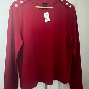 Ann Taylor Red Boxy Blouse with Buttoned Detail
